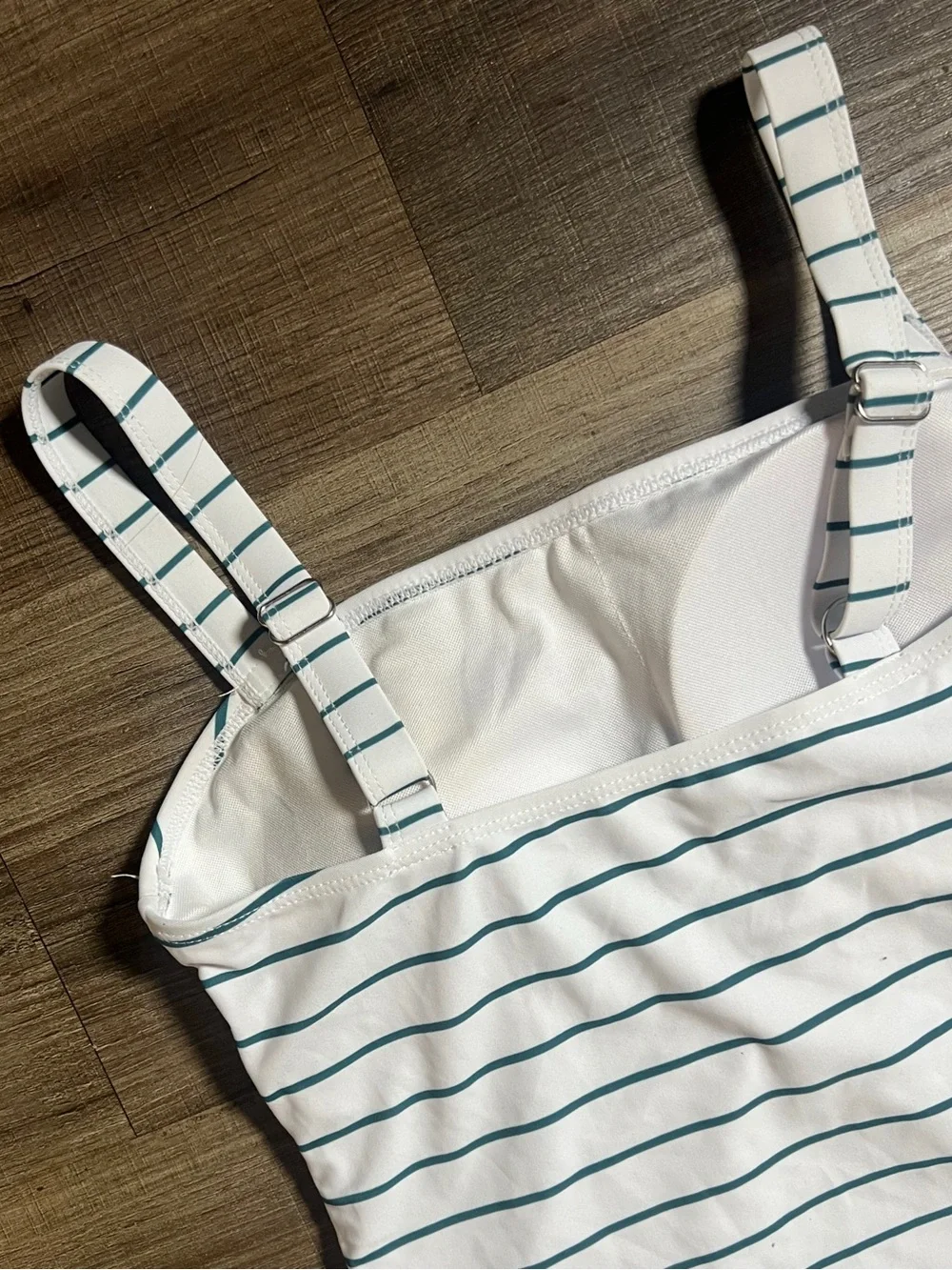 Women’s Green & White Tankini With Shorts Two Piece Swim Set